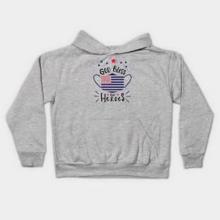 God bless our heroes american flag Kids Hoodie